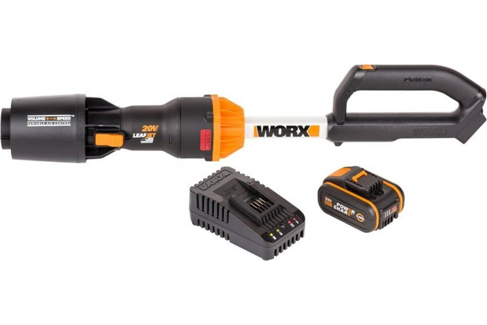 Аккумуляторная бесщеточная воздуходувка WORX 20 В, 4 А*ч WG543E - фотография № 1