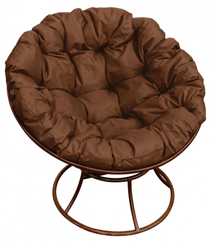 Садовое кресло M-GROUP Папасан без ротанга коричневое + коричневая подушка