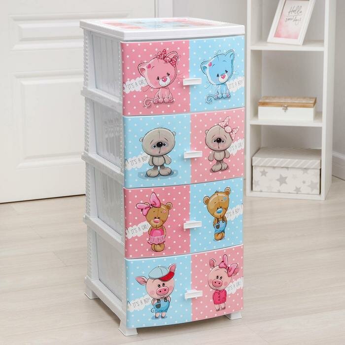 фото Комод 4-х секционный «Друзья», цвет белый