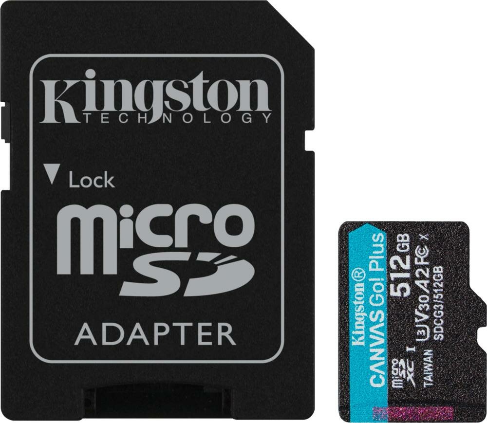 Карта памяти microSDXC Canvas Go Plus, 512 Гб, UHS-I, U3, V30, A2, с адаптером