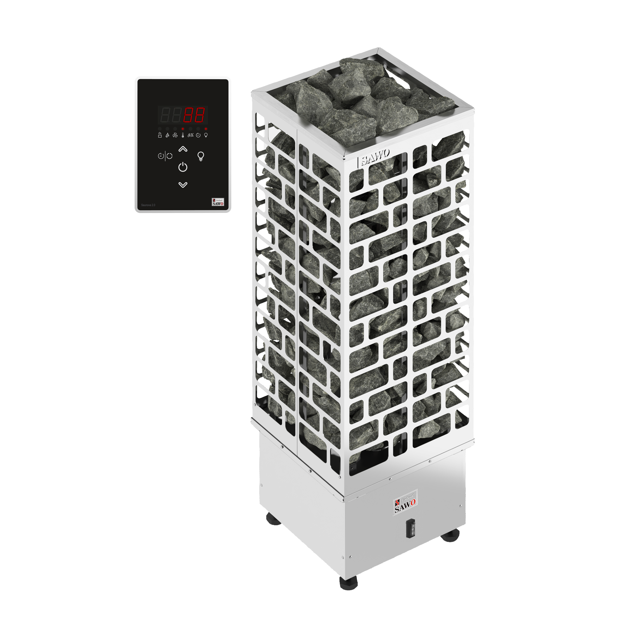 Электрическая печь SAWO Cubos CUB3-90Ni2-P (9 кВт нержавейка) выносной пульт (встроенный блок мощности пульт покупается отдельно)