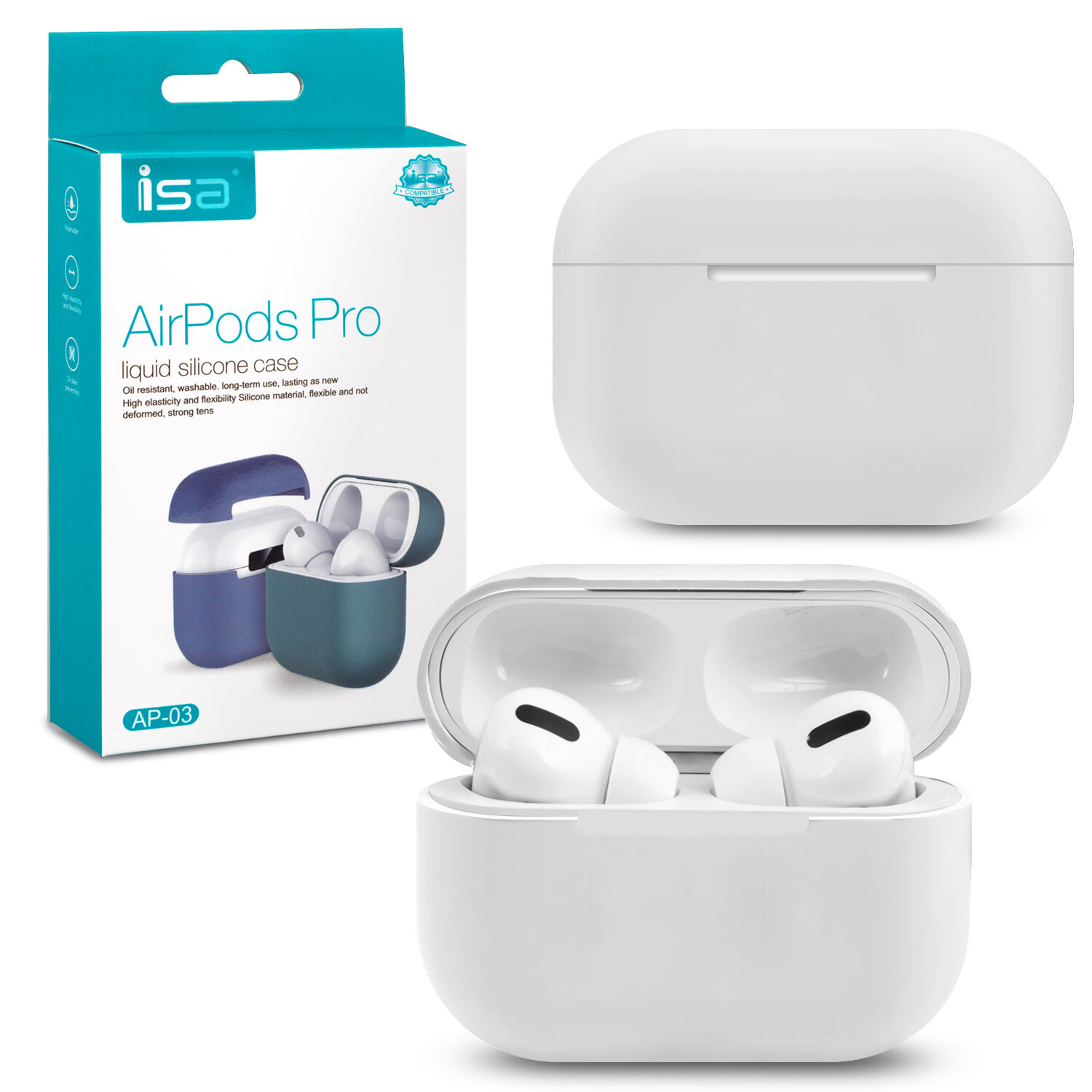 Силиконовый чехол для AirPods Pro белый / чехол для аирподс про белый / чехол для airpods pro