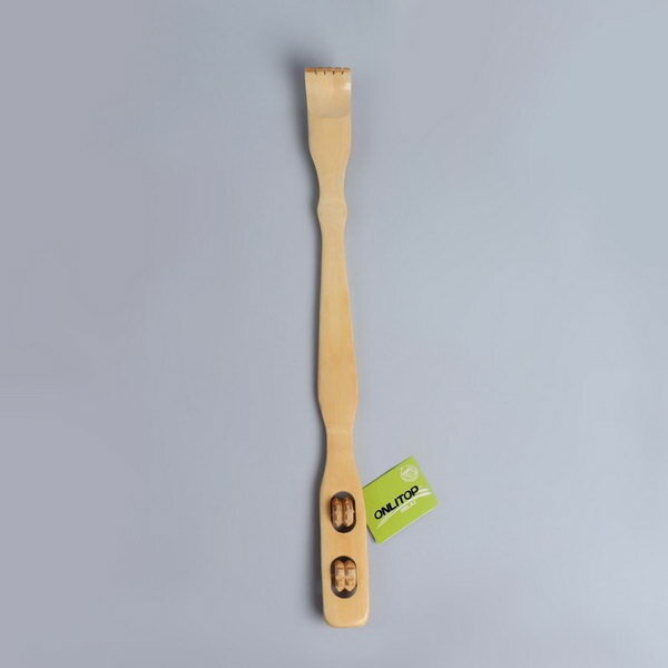 Массажёр-чесалка, двусторонний, из бамбука, 45 x 3.5 см, цвет бежевый - фотография № 6