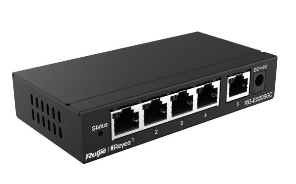 Reyee 5-Port Gigabit Smart Switch 5 Gigabit RJ45 Ports Desktop Steel Case