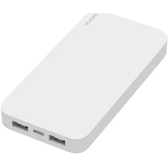 Внешний аккумулятор XIAOMI Power Bank (Mi) SOLOVE 20000mAh 18W Quick Charge 3.0. Dual USB с 2xUSB выходом, кожаный чехол (003M White RUS)