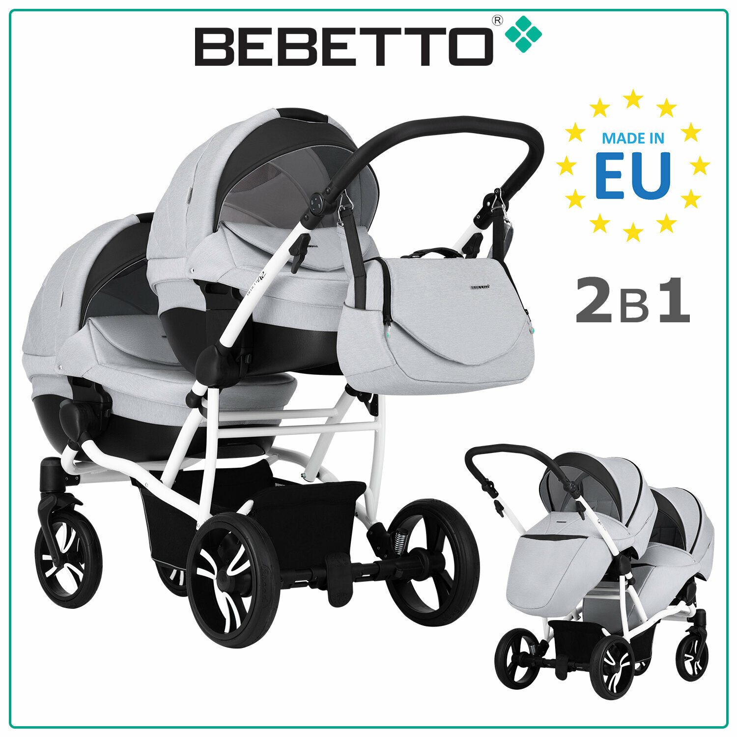 Коляска для двойни Bebetto42 Comfort (2 в 1) 03_BIA