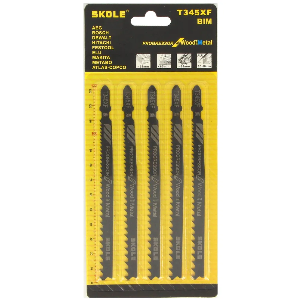 фото Пилка для лобзика 5шт универсальная T345XF Skole