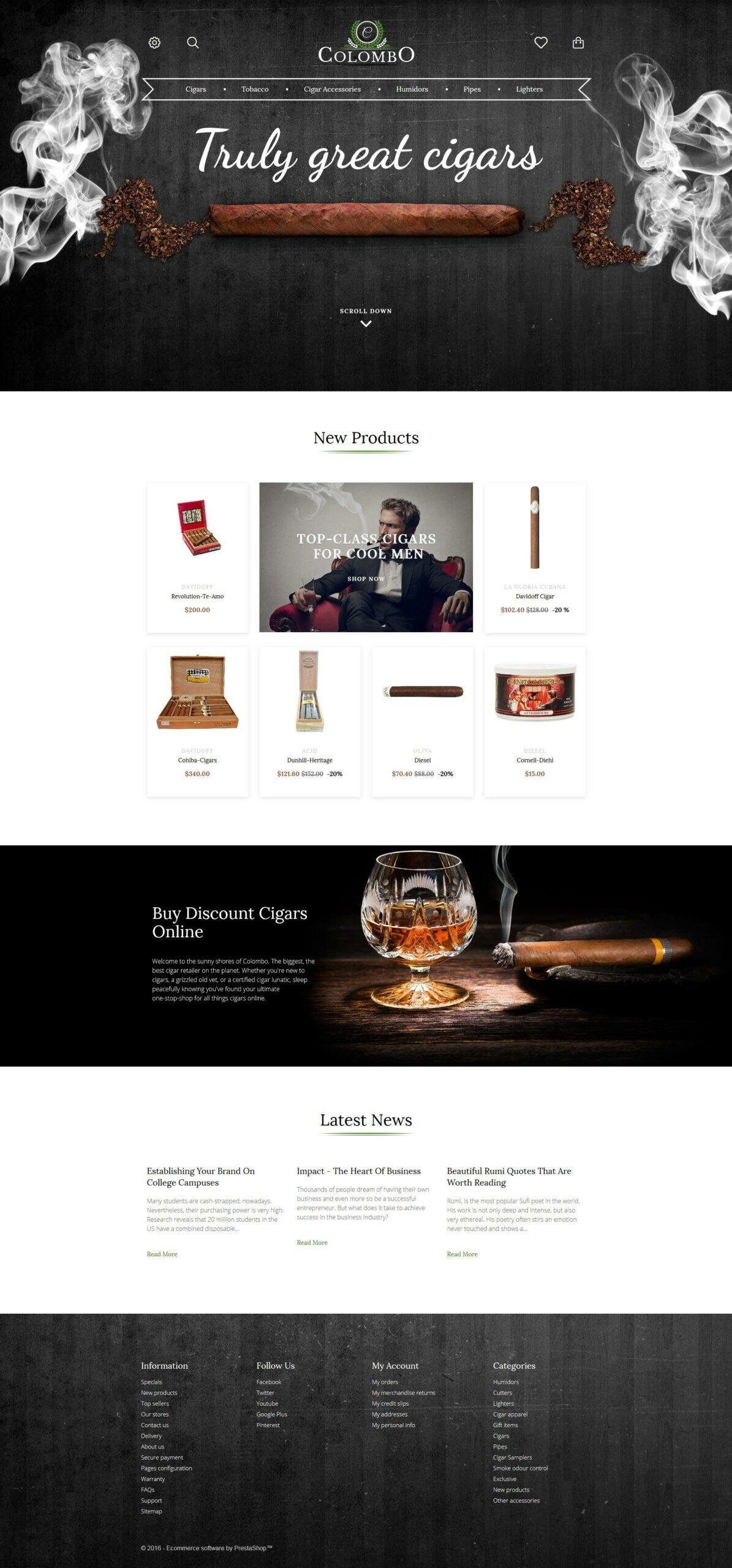 Colombo - Tobacco Responsive Тема PrestaShop