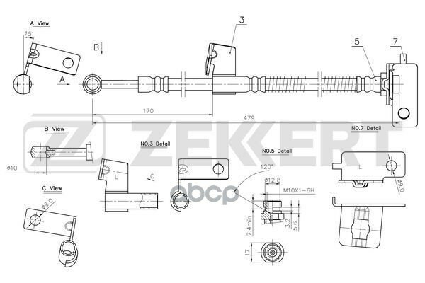 Шланг Тормозной Передний Левый Hyundai Getz 02- Zekkert арт. bs-9077