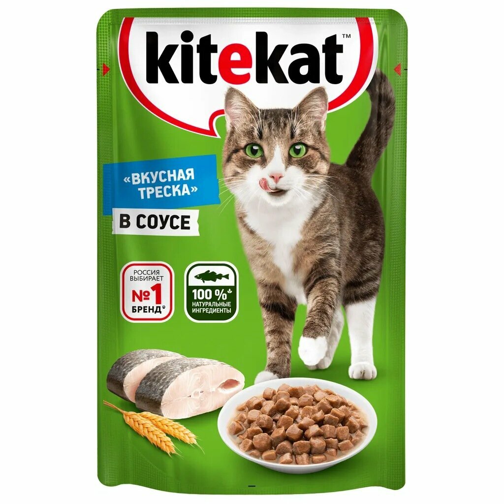 Корм для животных Kitekat, 85 г, для кошек, рыба в соусе, пауч - фотография № 1