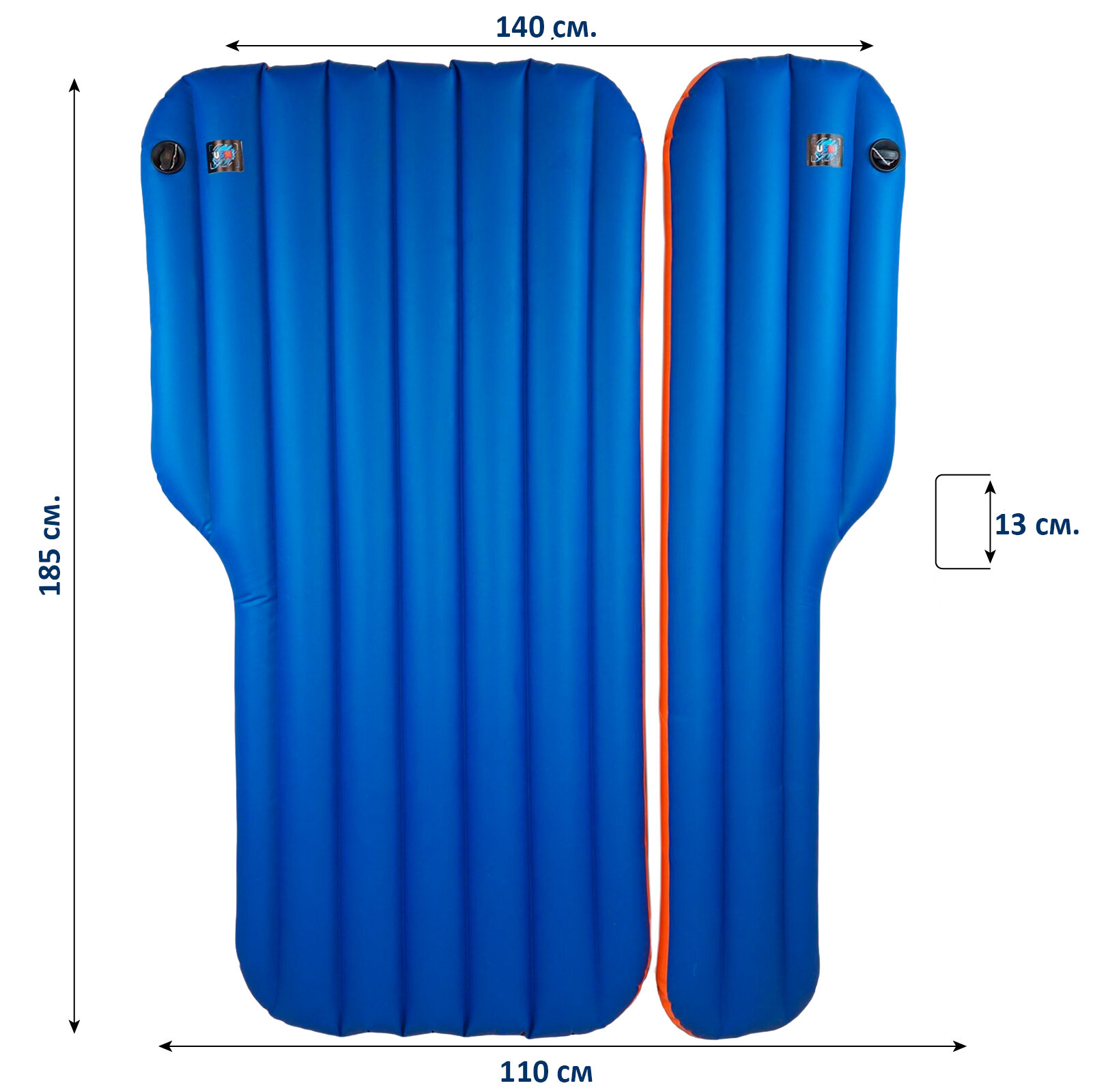 Авто матрас Volkswagen Tiguan Т две секции/ 140-110х185х13 см/ надувной матрас в багажник/ автомобильный - фотография № 2