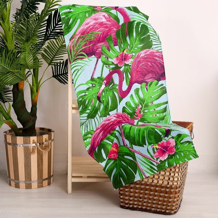 Полотенце «Фламинго», 60 × 146 см, 160 г/м², хлопок 100 % - фотография № 1