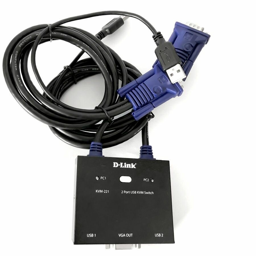 Переключатель KVM D-Link 2-портовый с портами VGA и USB