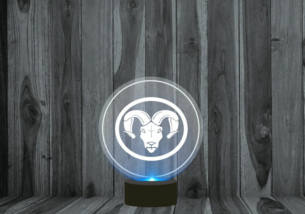 3D светильник, ночник со знаком зодиака Овен №2