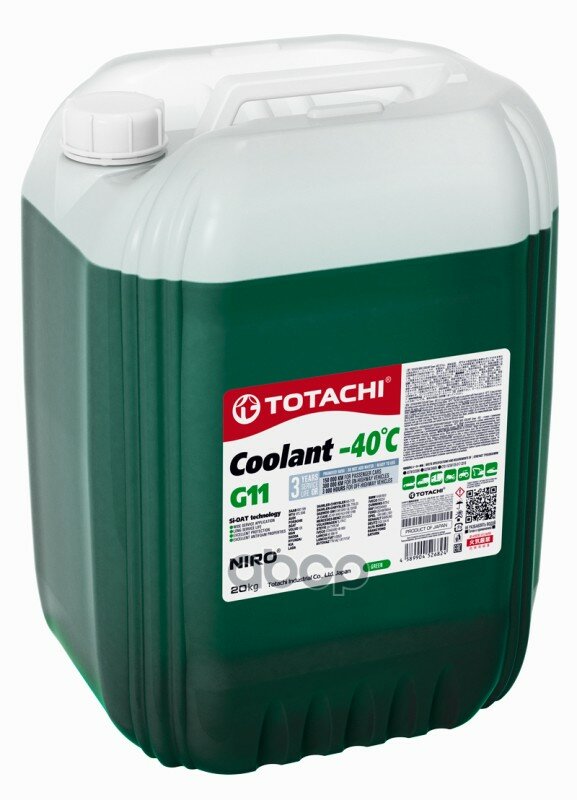 Охлаждающая Жидкость Totachi Niro Coolant Green -40C G11 20Кг TOTACHI арт. 43220