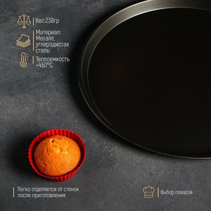 Форма для пиццы Доляна «Жаклин», d=32 см, антипригарное покрытие, цвет чёрный - фотография № 2
