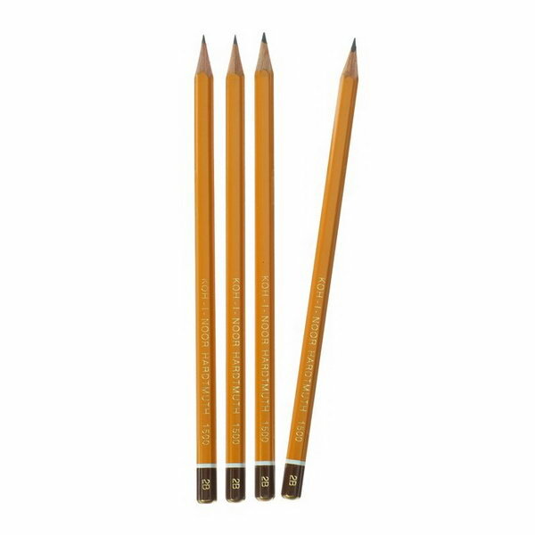 Набор чернографитных карандашей 4 штуки профессиональных 1500 B2, заточенные