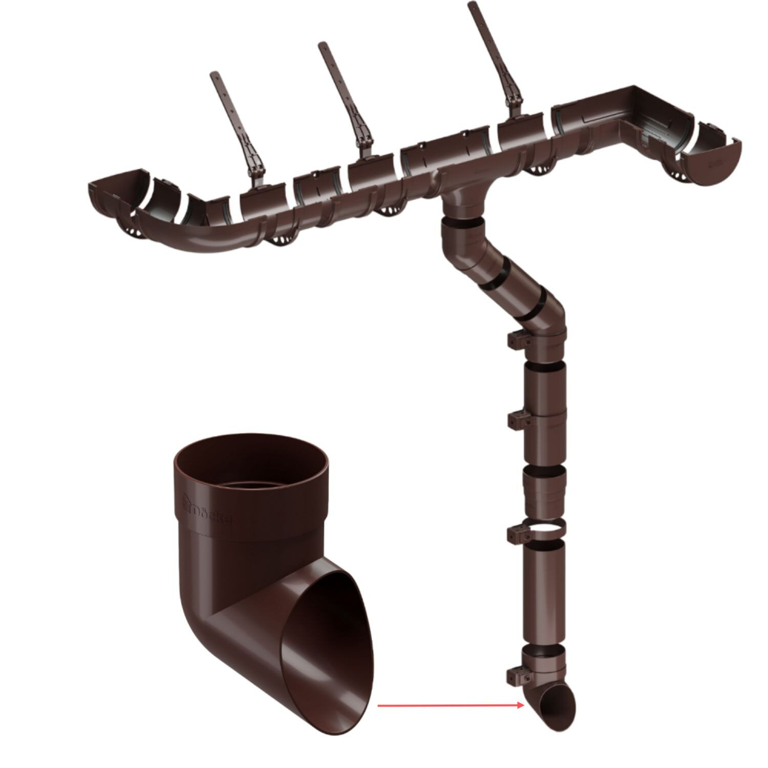 Наконечник трубы водостока DOCKE STANDARD (Деке Стандарт) d80мм цвет RAL 8019 Темно-Коричневый - фотография № 2
