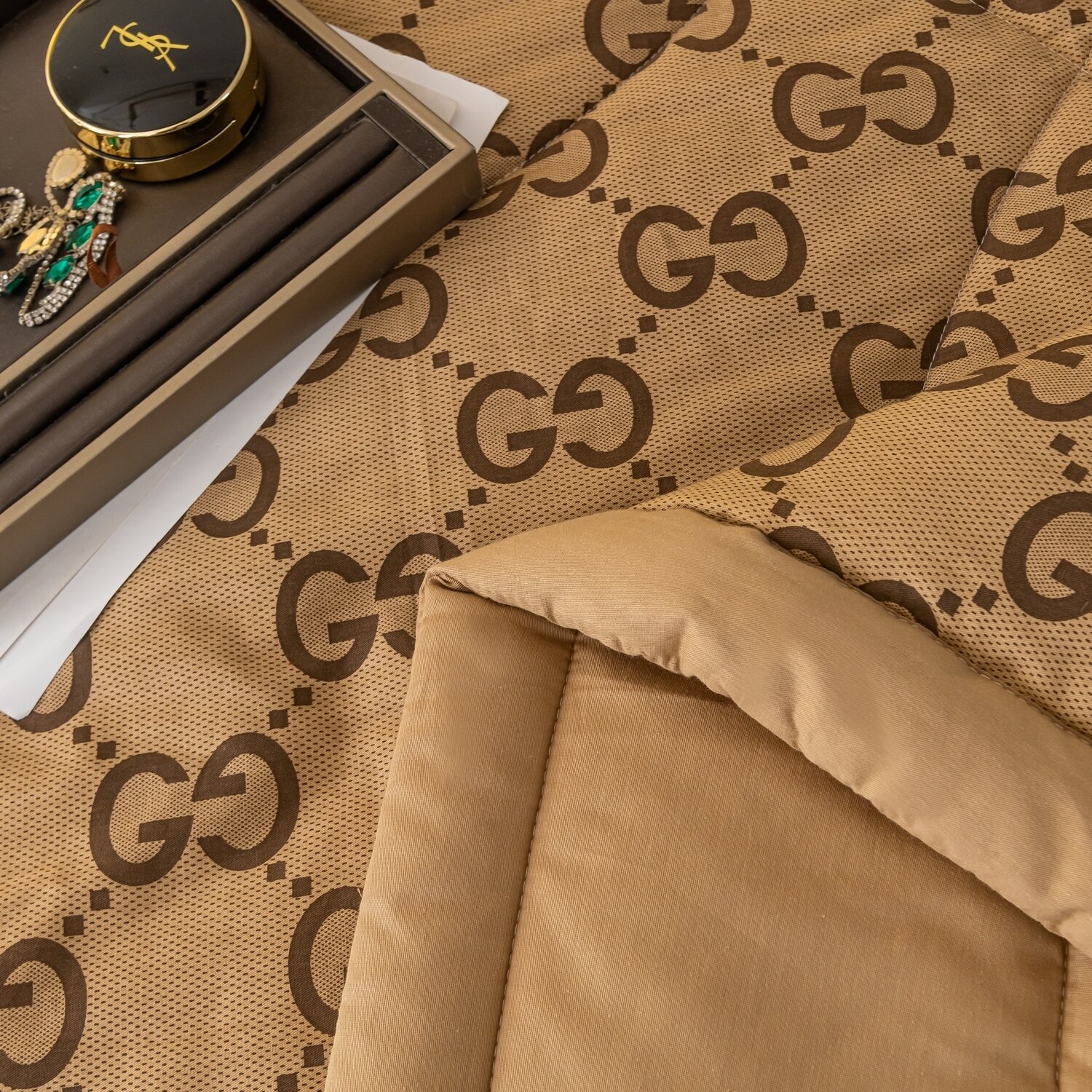 Комплект постельного белья Сатин с Одеялом 100% хлопок на резинке OBR122 - фотография № 10