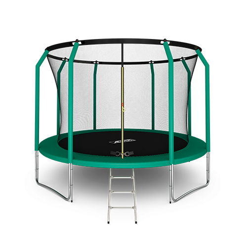 Батут премиум 12FT с внутренней страховочной сеткой и лестницей Dark green ARLAND s-dostavka