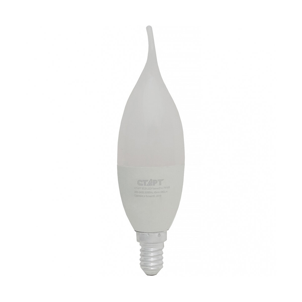 Xuguang Lighting Co.,ltd Лампа светодиодная LED Старт ECO Свеча на ветру, E14, 7 Вт, 6500 K, холодный белый свет