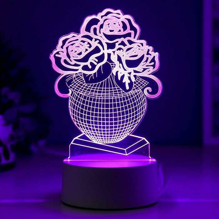 3D светильники RISALUX Светильник "Ваза с цветами" LED RGB от сети - фотография № 5