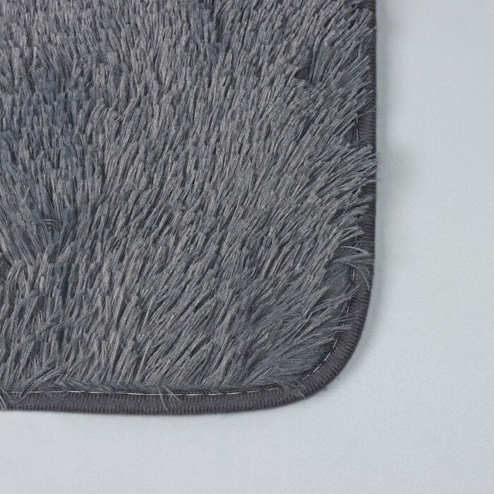 Набор ковриков для ванной и туалета Доляна «Пушистик», 2 шт: 38×40, 40×60 см, цвет серый - фотография № 3