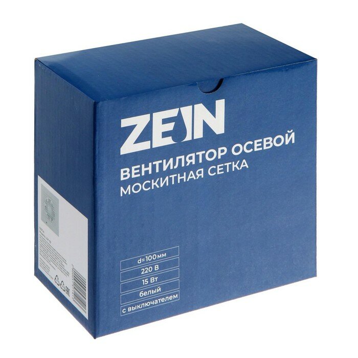 ZEIN Вентилятор вытяжной ZEIN LOF-03, москитная сетка, шнурковый выключатель, d100 мм, 220 В, 15 Вт, бел - фотография № 7