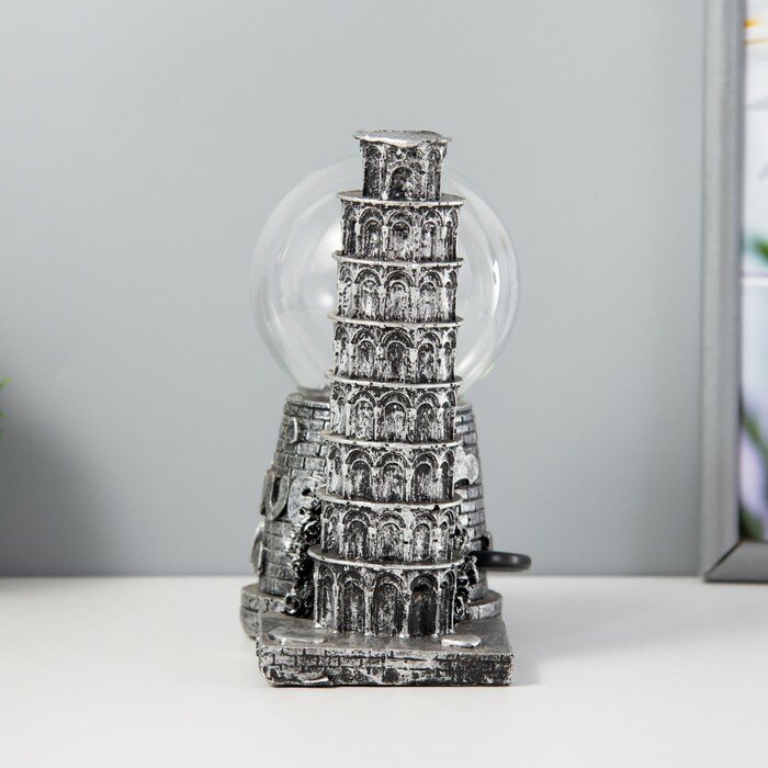 RISALUX Плазменый шар "Пизанская башня" серый 14х10х16 см - фотография № 2