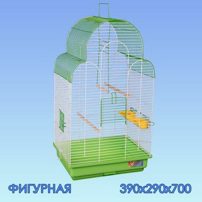 Клетка для птиц 39 х 29 х 70 см, фигурная, зеленая, 1 комплект