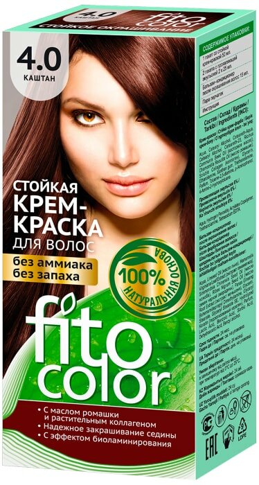 Fito косметик Fitocolor стойкая крем-краска для волос, 4.0 каштан