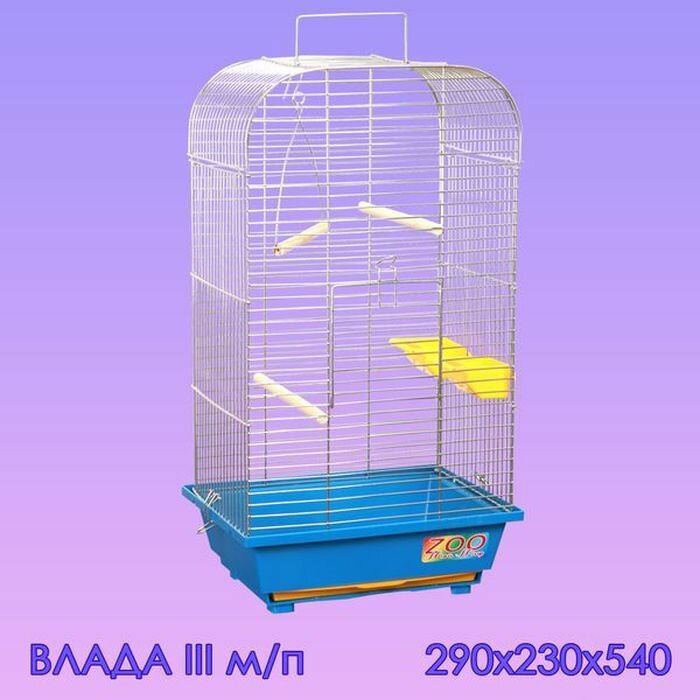 Клетка для птиц 29 х 23 х 54 см, домик, синяя, 1 комплект