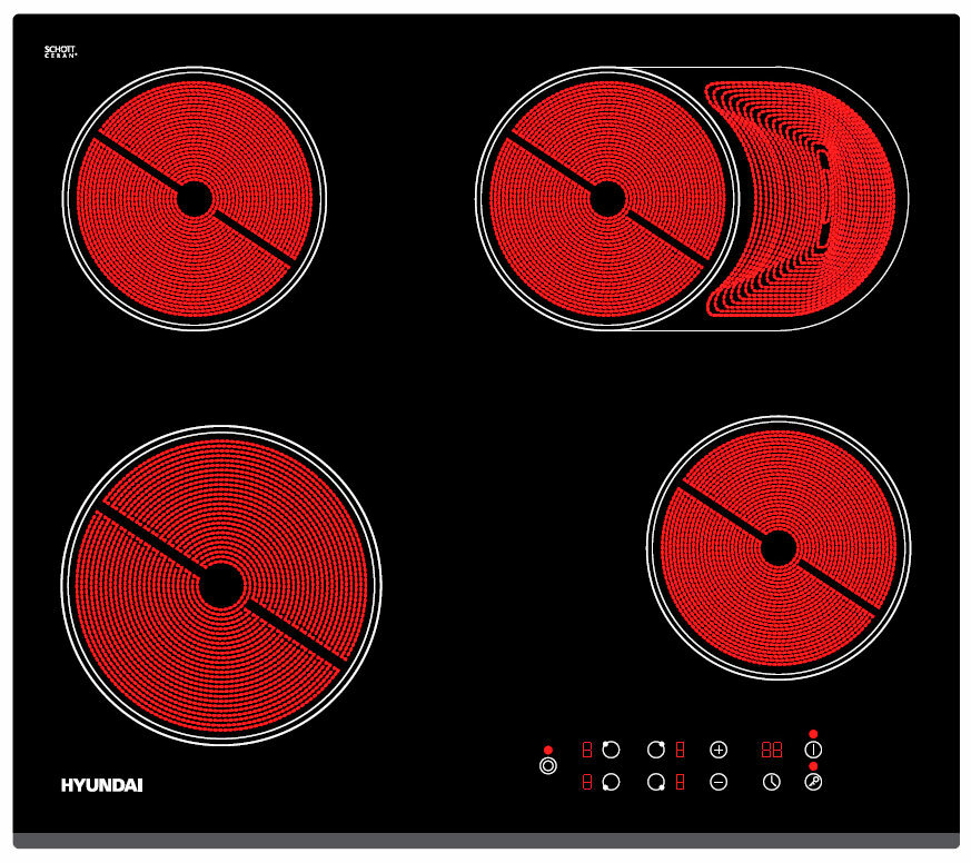 Встраиваемая электрическая варочная панель Hyundai HHE 6680 BG черный