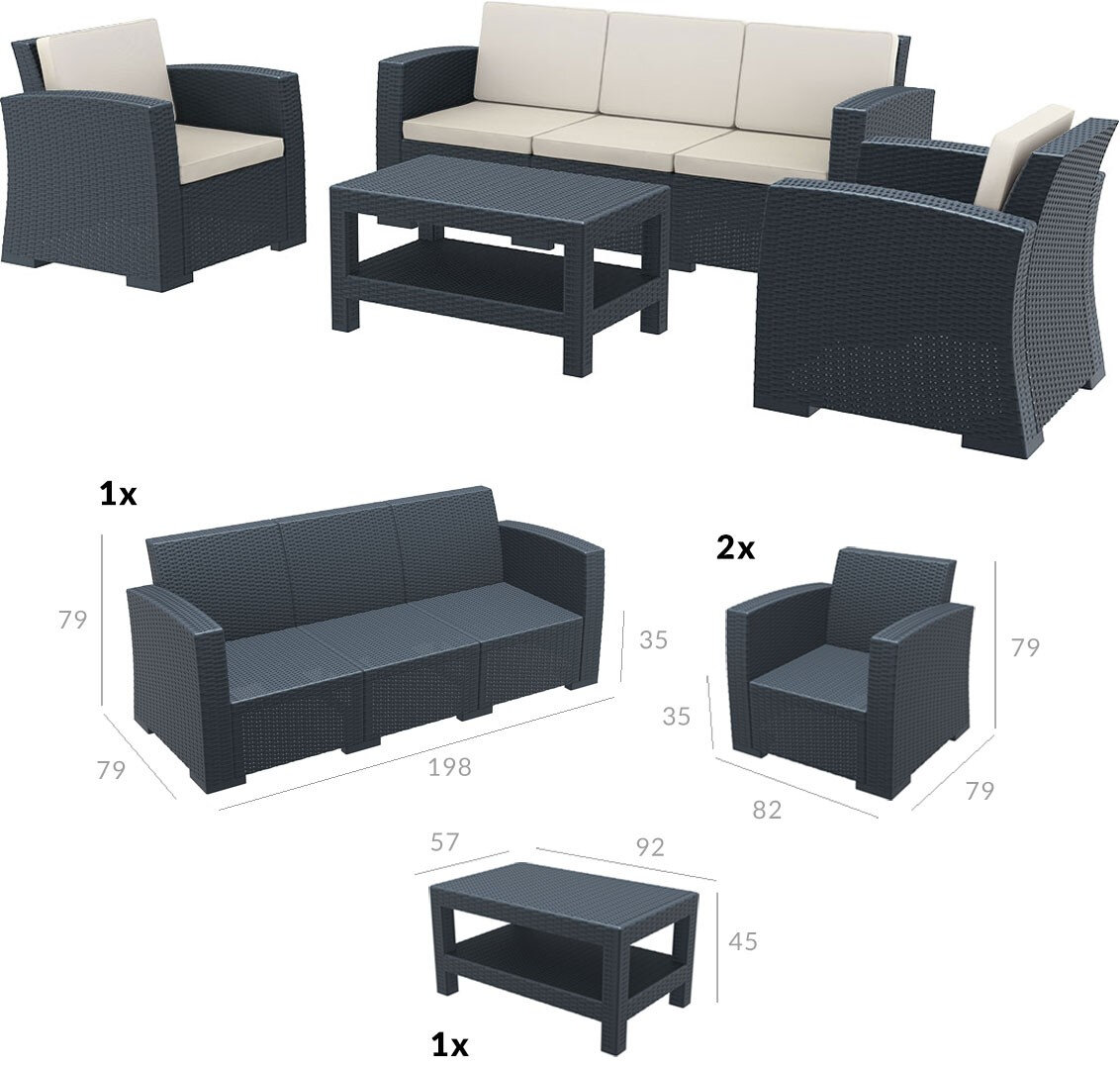 Комплект пластиковой плетеной мебели Siesta Contract Monaco Lounge Set XL - фотография № 6