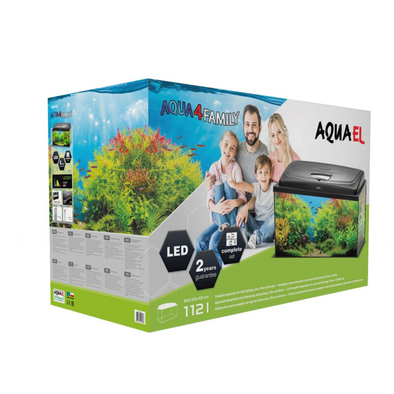 Аквариумный набор AQUAEL AQUA4FAMILY 80 DAY&NIGHT прямой 80х37х49 см (112 л) черный - фотография № 3