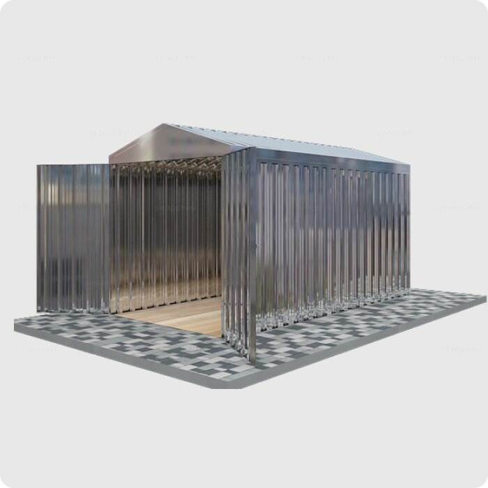 Хозблок металлический SKOGGY 4м, с двухскатной крышей, торцевой дверью и полом - фотография № 3