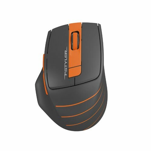 Мышь A4TECH Fstyler FG30, оптическая, беспроводная, USB, серый и оранжевый [fg30 orange]