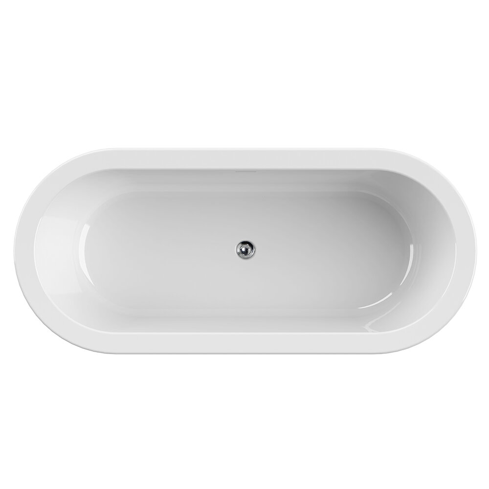 Ванна Cezares Slim 180х80 см SLIM CENTRAL-180-80-60-NERO-SET со сливом-переливом, белая с черной матовой панелью