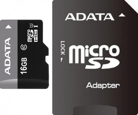 Флеш карта microSDHC 16Gb Class10 AData AUSDH16GUICL10-RA1 Ultra speed + adapter