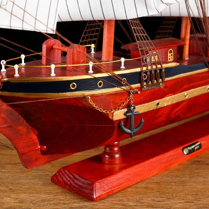 Корабль сувенирный большой «Гайрет», борта красное дерево, паруса белые, 82×13×62 см - фотография № 4