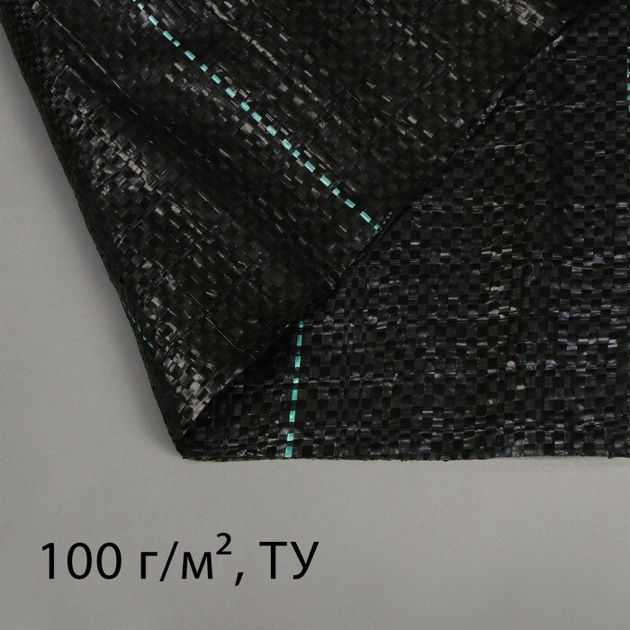 Агроткань застилочная, с разметкой, 5 × 1.6 м, плотность 100 г/м², полипропилен, чёрная - фотография № 1