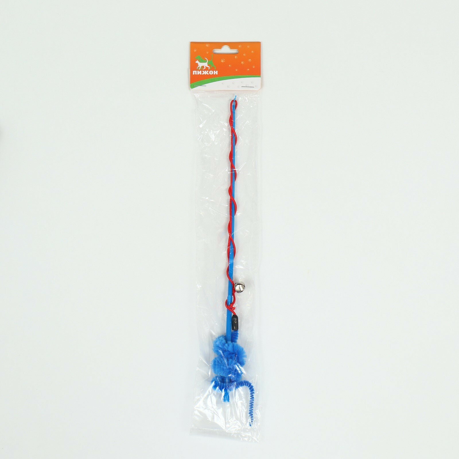 Дразнилка-удочка "Червячок на рыбалке" с бубенчиком, 30 см, синяя - фотография № 4