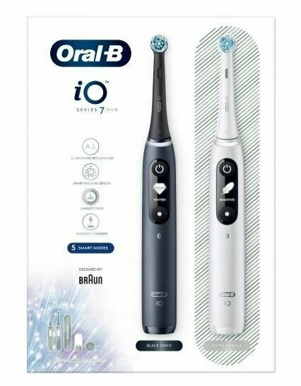 Электрическая зубная щетка Oral B iO Series 7 White Alabast и Black Onyx, набор из 2 штук - фотография № 11