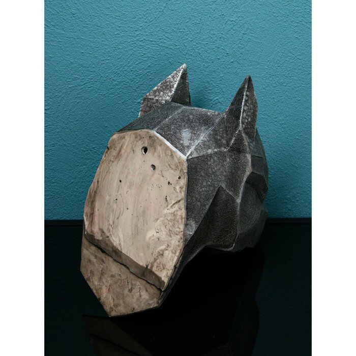 Настенная фигура "Голова собаки", полистоун, 35 см, серебро, Иран, 1 сорт - фотография № 5