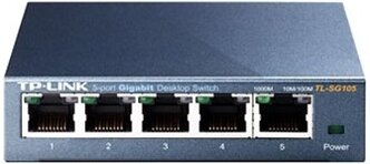 Коммутатор TP-Link SOHO TL-SG105 5-port Desktop Gigabit Switch, 5 10/100/1000M RJ45 ports, metal case