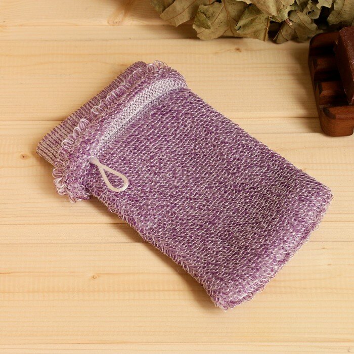 фото Мочалка банная с ручками "Banika", фиолетовая, полиэстер, 20х10см