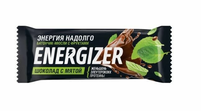 Energizer Батончик - мюсли с фруктами, "Шоколад с мятой", 40 г - 6 шт - фотография № 2