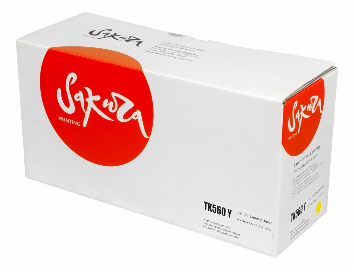 Картридж SAKURA TK560Y для Kyocera Mita, желтый, 10000 к. FS-C5300DN/FS-C5350DN/6030cdn