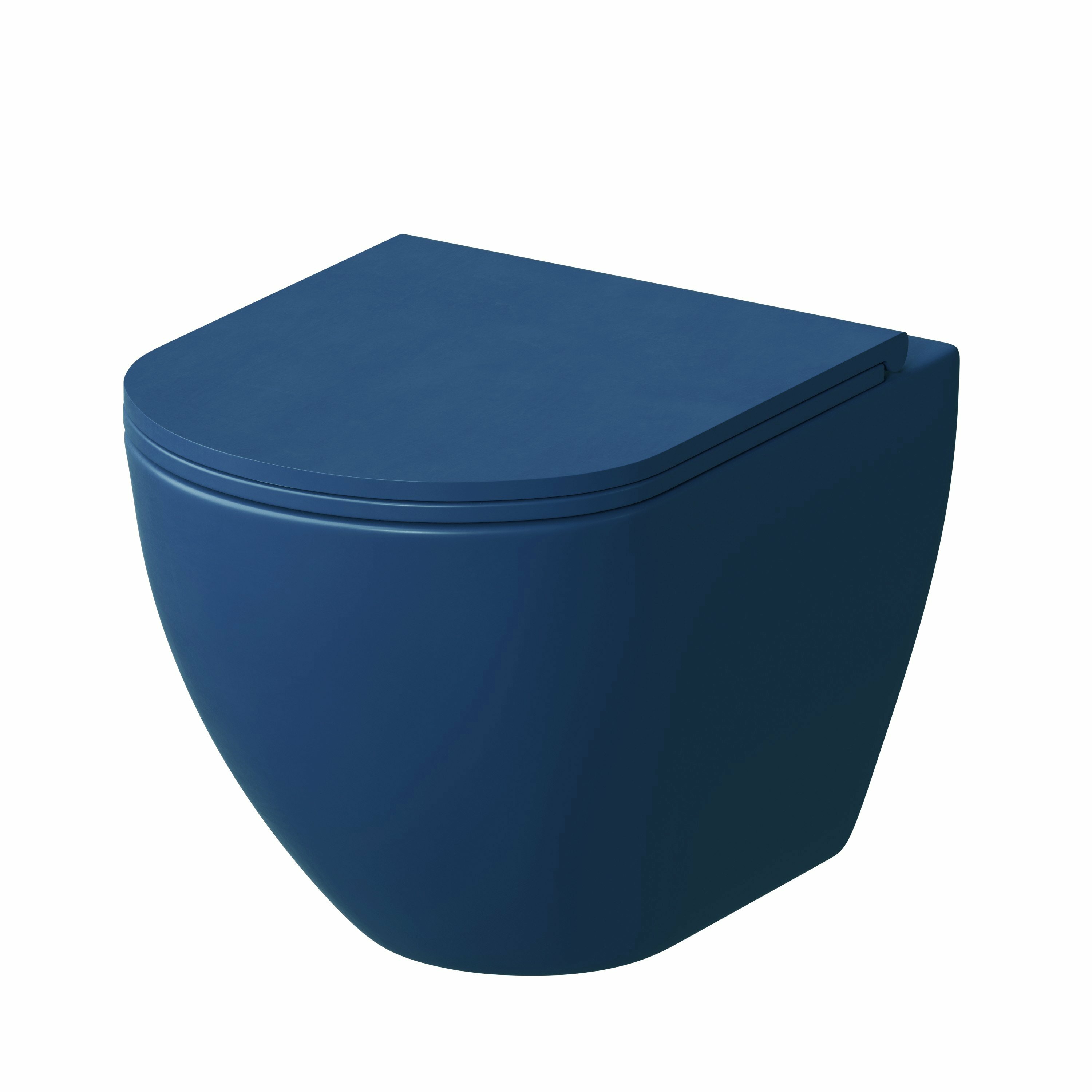 Унитаз безободковый Grossman GR-4455BLMS синий матовый подвесной с тонкой крышкой