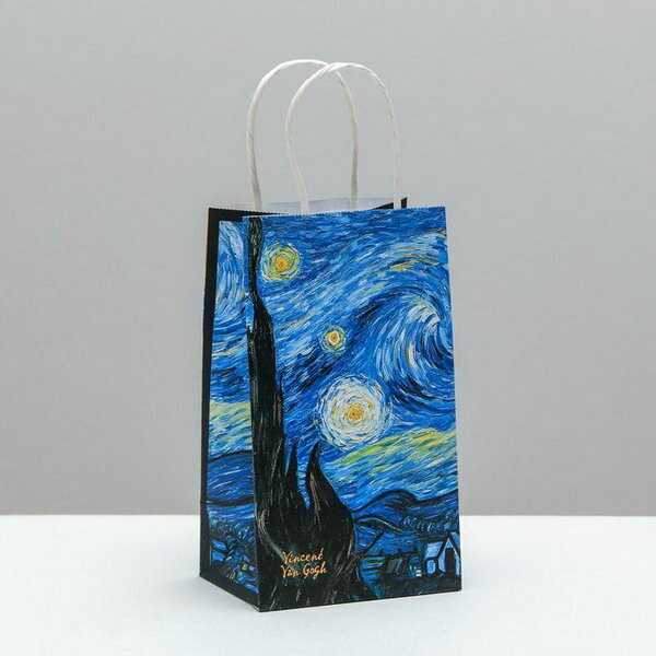 Пакет подарочный крафтовый «Ван Гог» 12 × 21 × 9 см